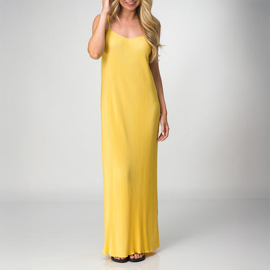Reef Plisse Dress - Misted Yellow