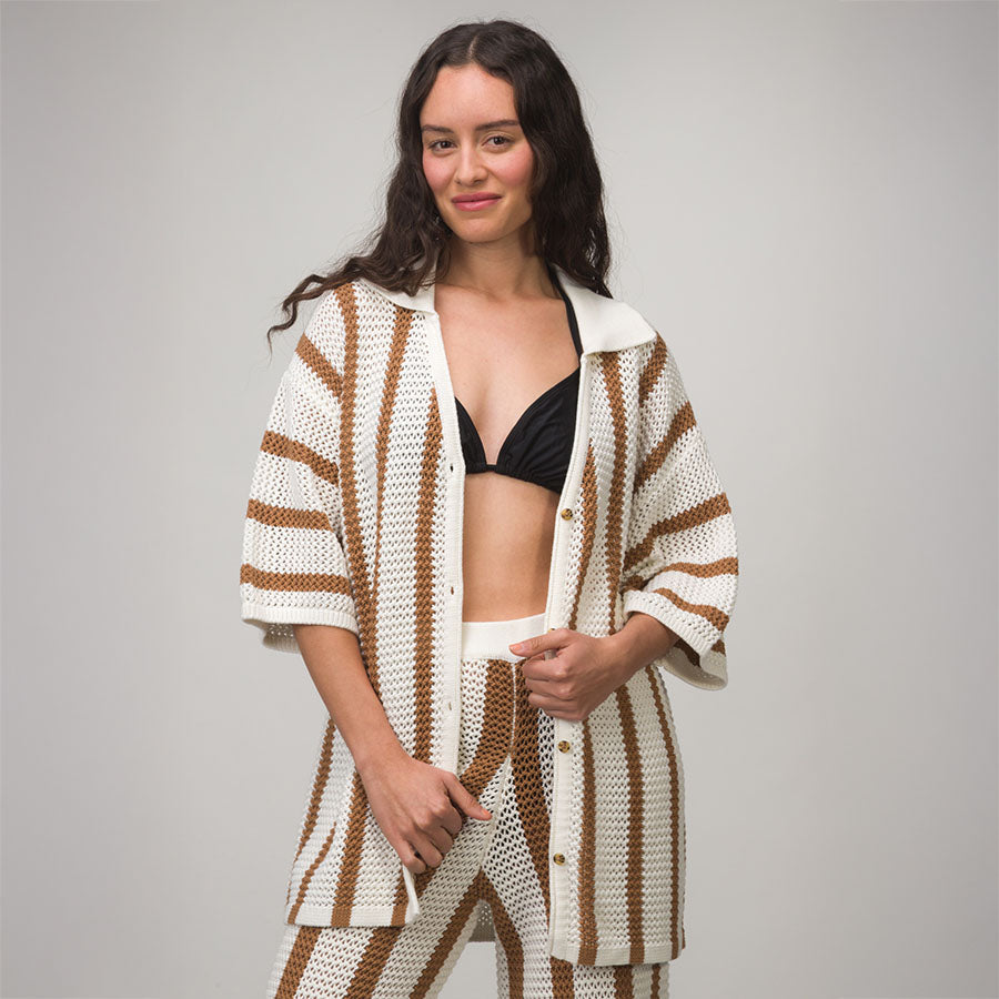 Reef Mika Button Down Top - Tobacco Brown