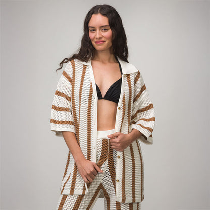 Reef Mika Button Down Top - Tobacco Brown