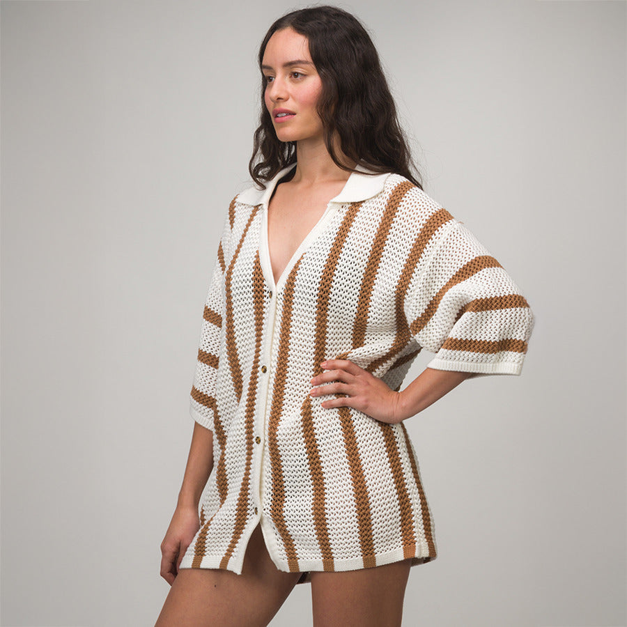 Reef Mika Button Down Top - Tobacco Brown