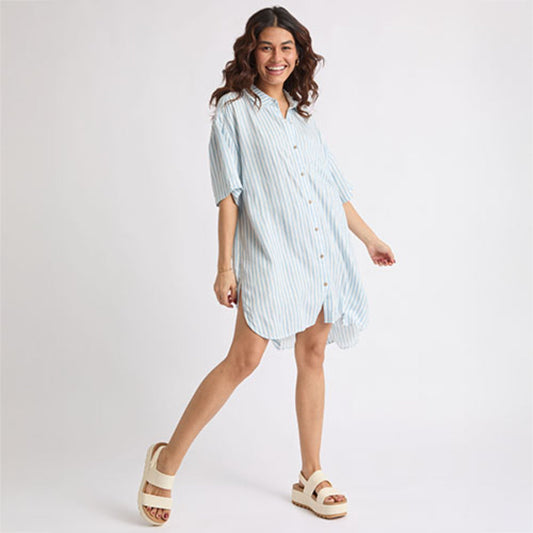 Reef Ollie Striped Shirt Dress - Celestial Blue