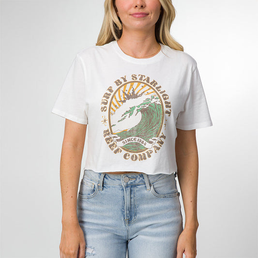 Reef Night Surf Crop Crew Tee - Marshmallow