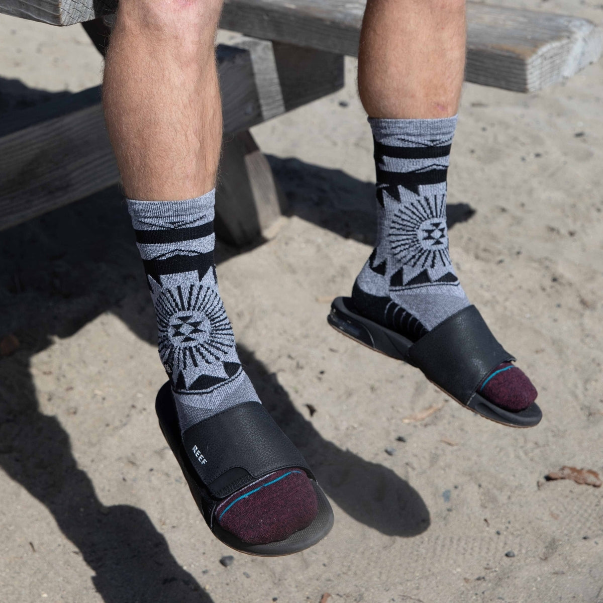 Reef Fanning Slide - Black/Silver